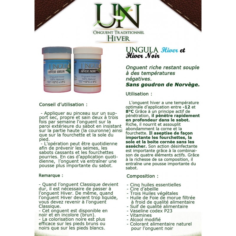 Ungula Noir Eté Onguent sans goudron de Norvège
